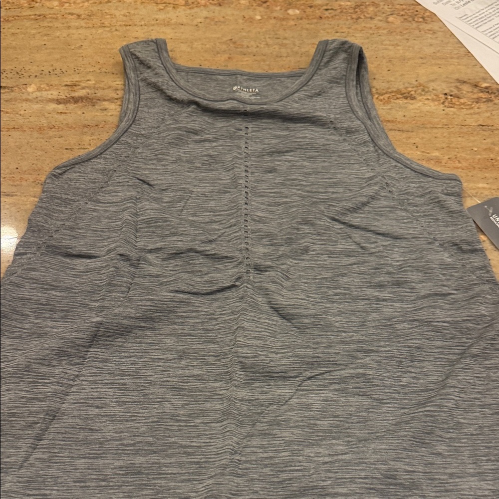 Athleta Gray Seamless Solit Tie Back Yoga Tank S NWT